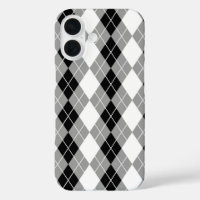 Grey Black White Argyle Diamond Design 