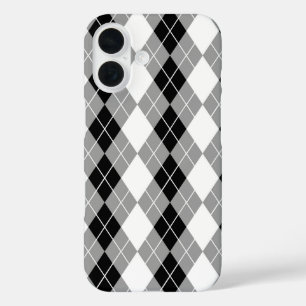 Grey Black White Argyle Diamond Design iPhone 16 Case