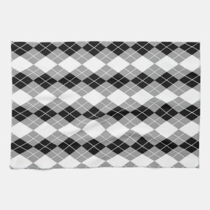 Grey Black White Argyle Diamond Design  Kitchen Towel