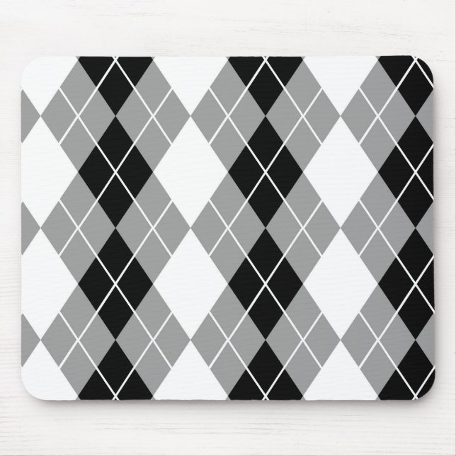 Grey Black White Argyle Diamond Design  Mouse Pad (Front)