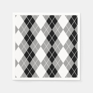 Grey Black White Argyle Diamond Design  Napkin