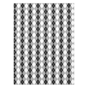 Grey Black White Argyle Diamond Design  Tablecloth