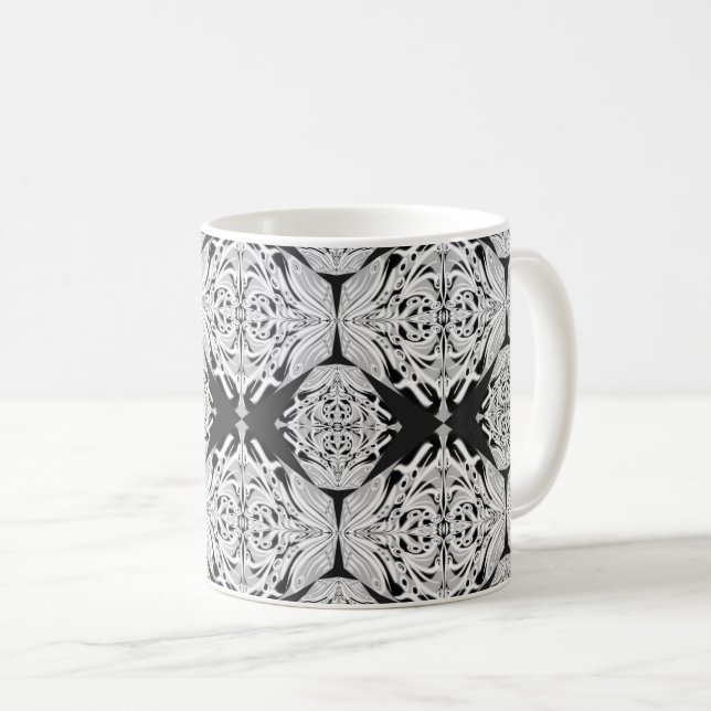 Grey Black White Butterfly Wing Abstract Pattern  Coffee Mug (Front Right)