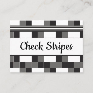 Grey Black White Check Stripes Pattern Business Card