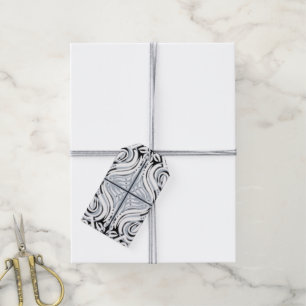 Grey Black White Curly Abstract Pattern Gift Tags