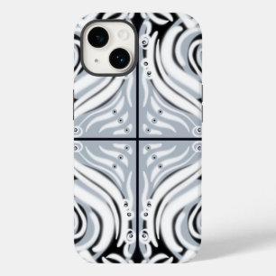 Grey Black White Curvy Abstract Pattern  Case-Mate iPhone 14 Case