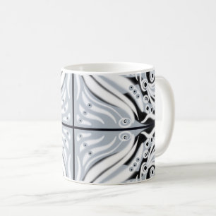 Grey Black White Curvy Abstract Pattern Coffee Mug