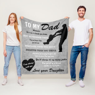 Grey Black White Dad and Daughter Father Day Fleece Blanket