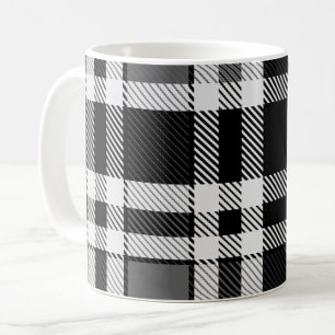 Grey Black White Flannel Plaid Tartan Design  Coffee Mug