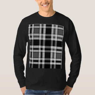Grey Black White Flannel Plaid Tartan Design T-Shirt