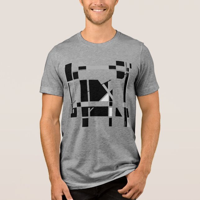 Grey Black White Gameboard Geometric MCM-inspired Tri-Blend Shirt (Front)