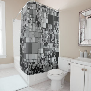 Grey black white geometric art cool shower curtain