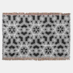 Grey Black+White Geometric Pattern NoColor #9 Throw Blanket