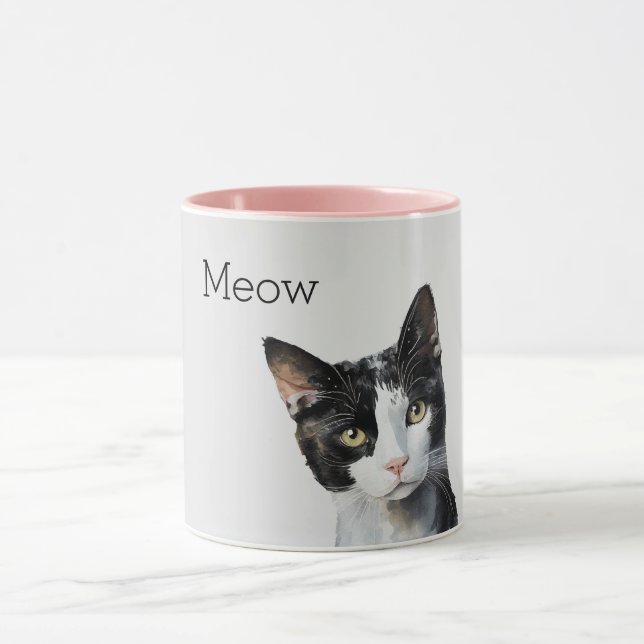 Grey Black White Kitty Cat Mug (Center)