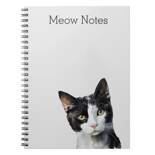 Grey Black White Kitty Cat Notebook (Front)
