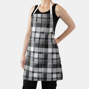 Grey Black White Madras Plaid Design  Apron