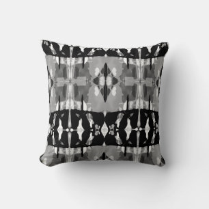 Grey Black White Mediterranean Large Tile Mosaics Throw Pillow