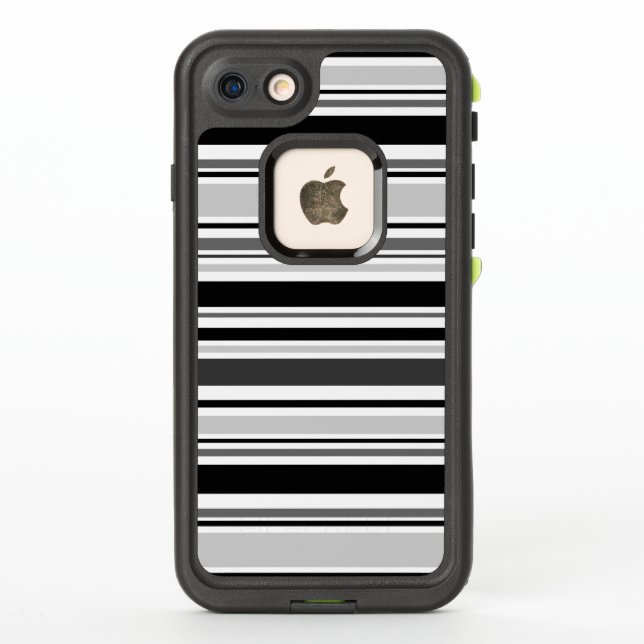 Grey, Black, White Mixed Stripes LifeProof iPhone Case (Back)
