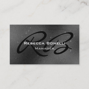 Grey Black White Monogram Manager Business Card