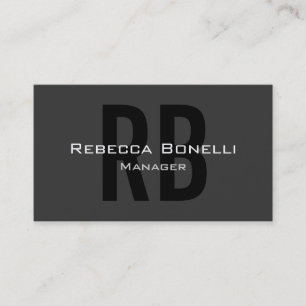 Grey Black White Monogram Manager Business Card