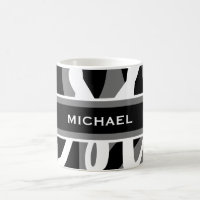 Grey Black White Monogram Personalized 