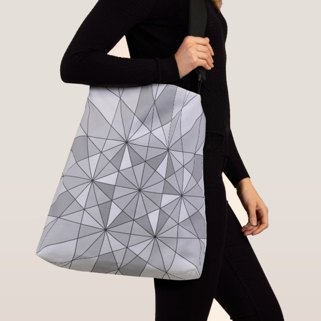 Grey black white Mosaic Triangle retro Pattern Crossbody Bag (Close Up)