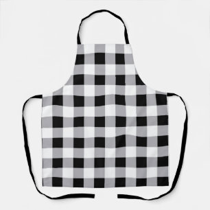 Grey Black White Plaid Check Pattern  Apron