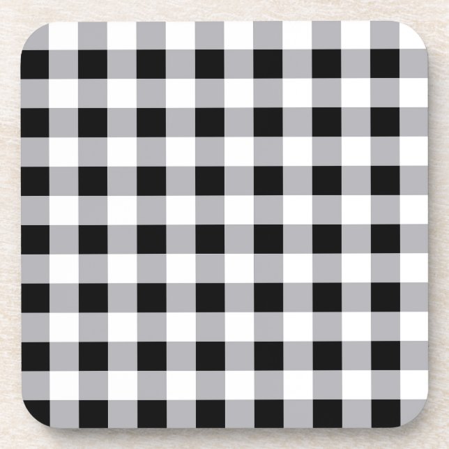 Grey Black White Plaid Check Pattern  Coaster (Front)