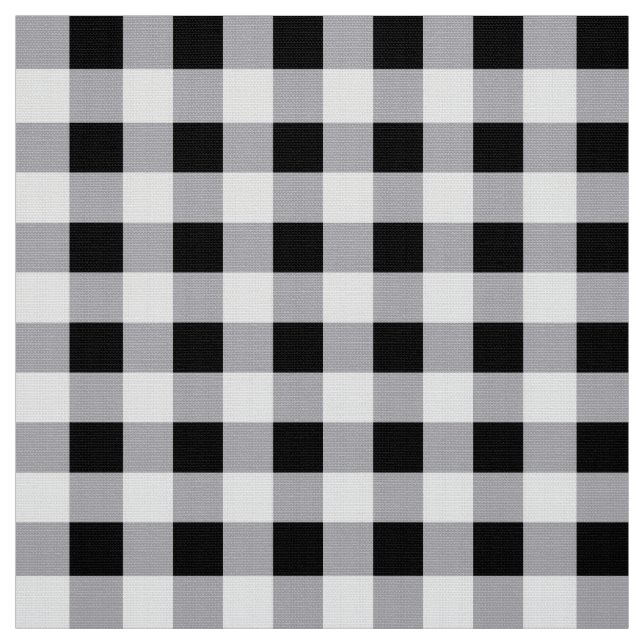 Grey Black White Plaid Check Pattern  Fabric (Swatch)