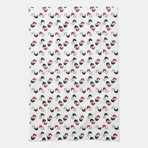 Grey ,black, white, red Boomerang Mod Retro Kitchen Towel