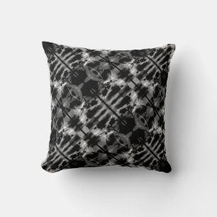 Grey Black White Slanted Stained Glass Design Throw Pillow