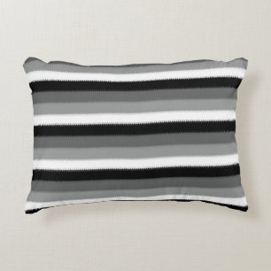 Grey Black White Stripes Design Accent Pillow
