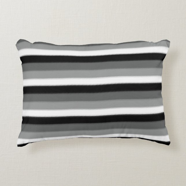 Grey Black White Stripes Design  Accent Pillow (Front)