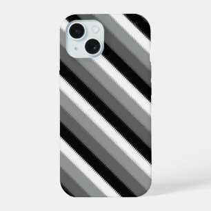 Grey Black White Stripes Design iPhone 15 Case