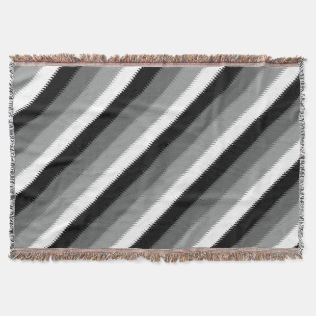 Grey Black White Stripes Design  Throw Blanket (Front)