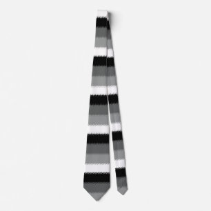 Grey Black White Stripes Design Tie