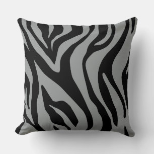 Grey/Black White Tiger Print  Reversible Pillow