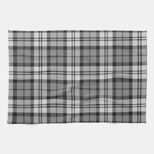  Grey Blackwatch Tartan Plaid Design  Kitchen Towel (Horizontal)