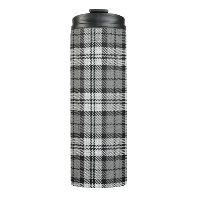 Grey Blackwatch Tartan Plaid Design  Thermal Tumbler (Front)