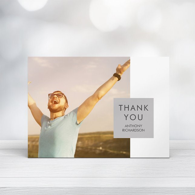 Grey Block | Photo Graduate Thank You Invitation (Creator Uploaded)