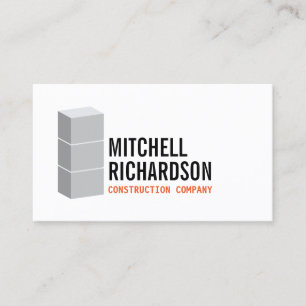 Grey Blocks Concrete Construction Builder Business Card