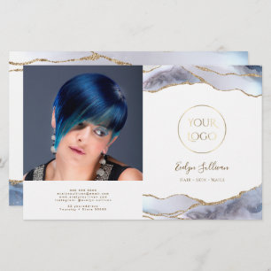 Grey blue agate bifold brochure
