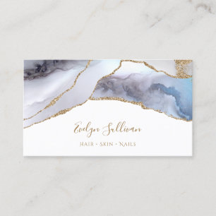 grey blue agate business card