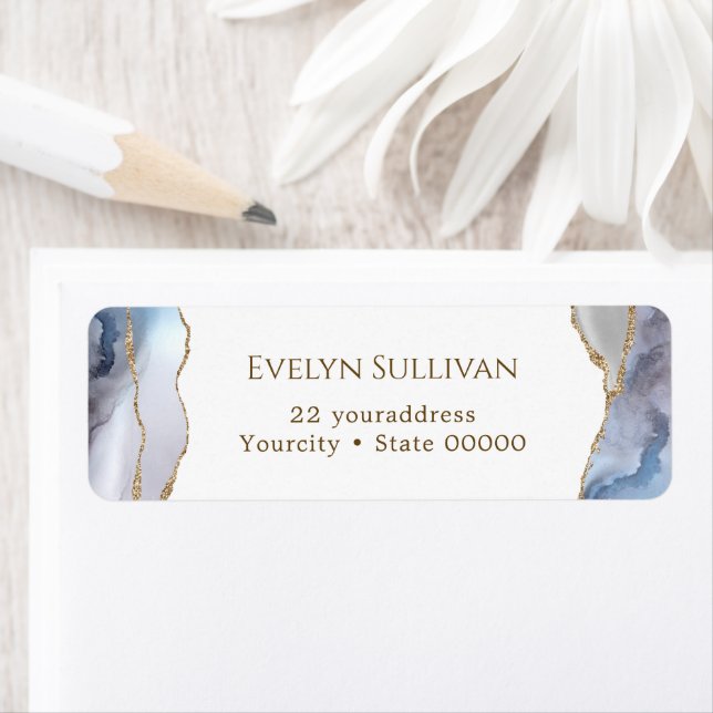Grey blue agate return address label (Insitu)
