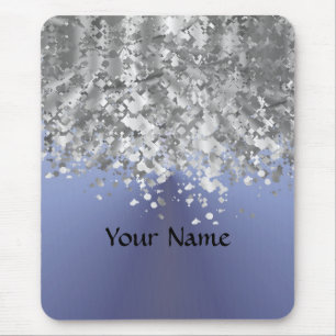Grey blue and faux glitter mouse pad