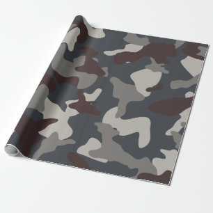 Grey Blue army camo camouflage pattern Wrapping Paper