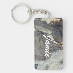 grey-blue background watercolor 2 keychain