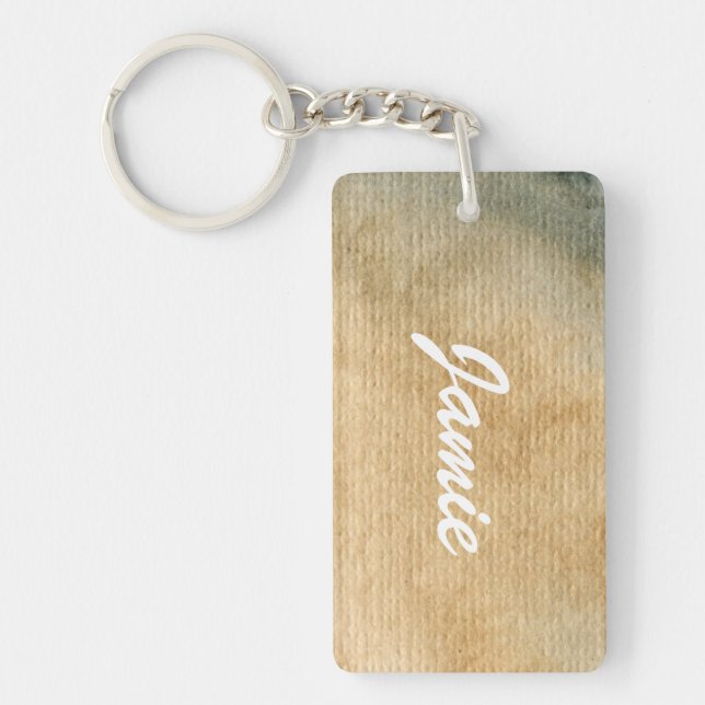grey-blue background watercolor 7 keychain (Front)