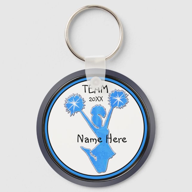 Grey Blue Black Cheerleader Keychains Personalized (Front)
