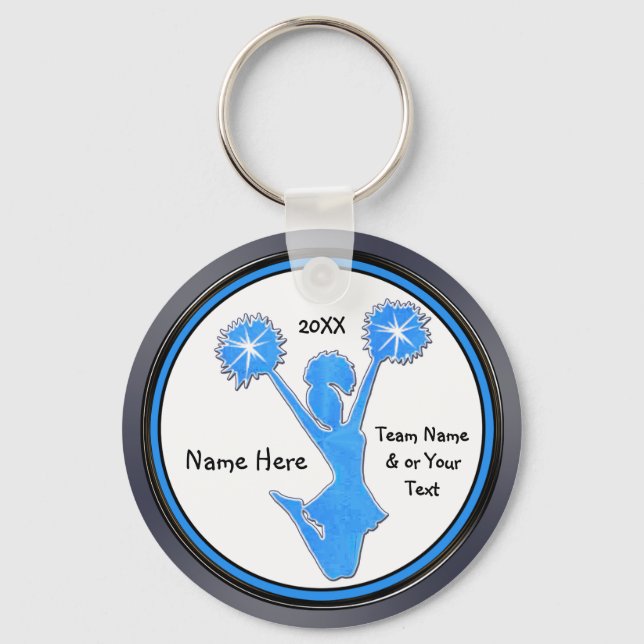 Grey Blue Black Cheerleader Keychains Personalized (Front)